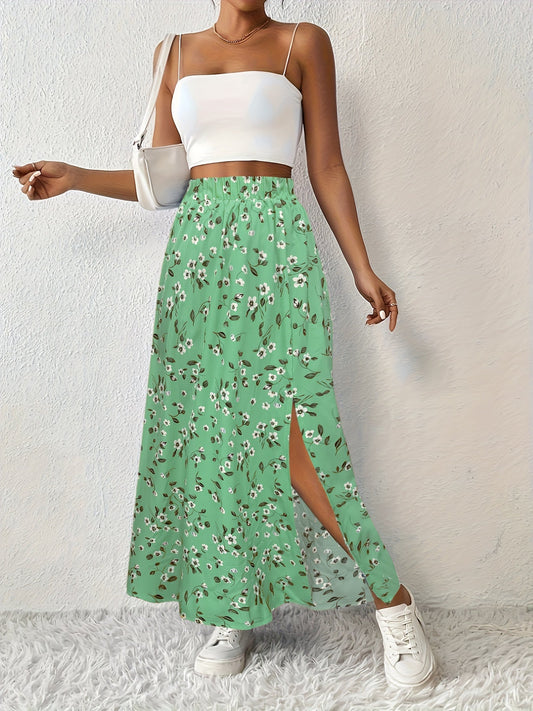 Floral Maxi Skirt with Side Slit