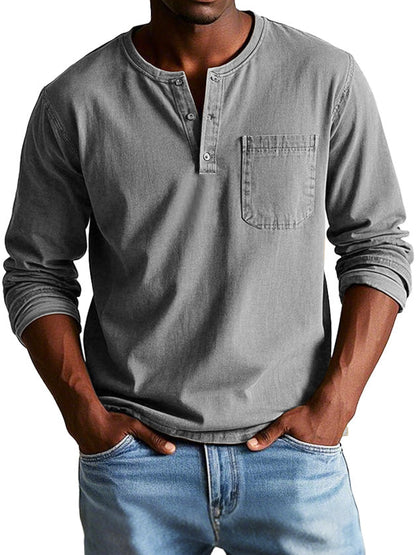 Vintage Henley Shirt for Men