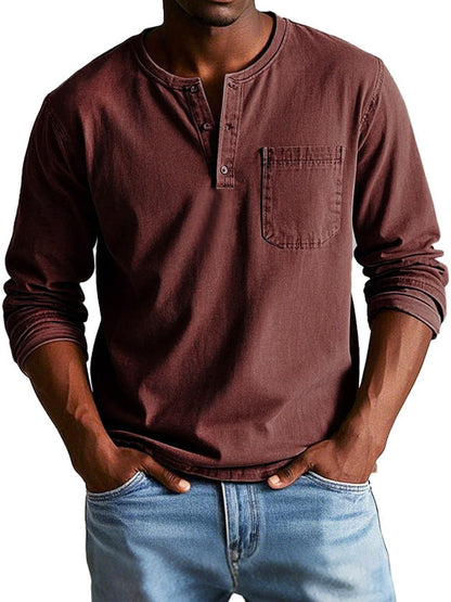 Vintage Henley Shirt for Men