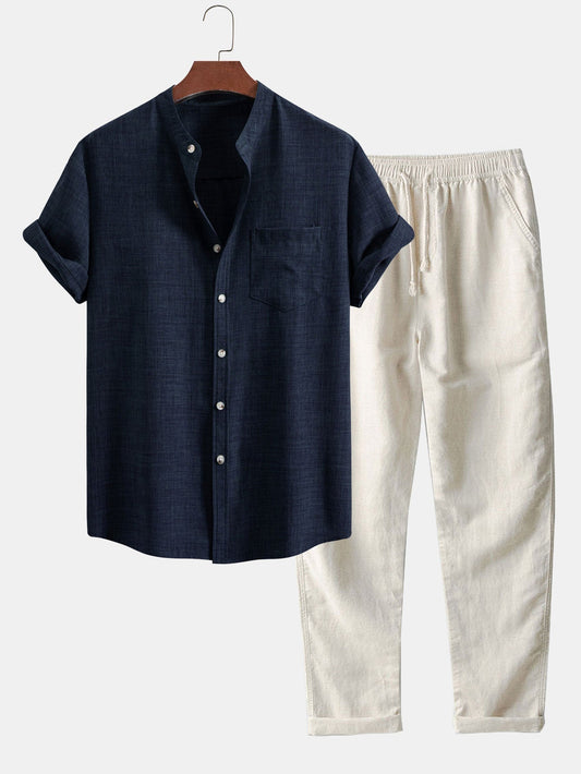Casual Linen Shirt and Pants for Men