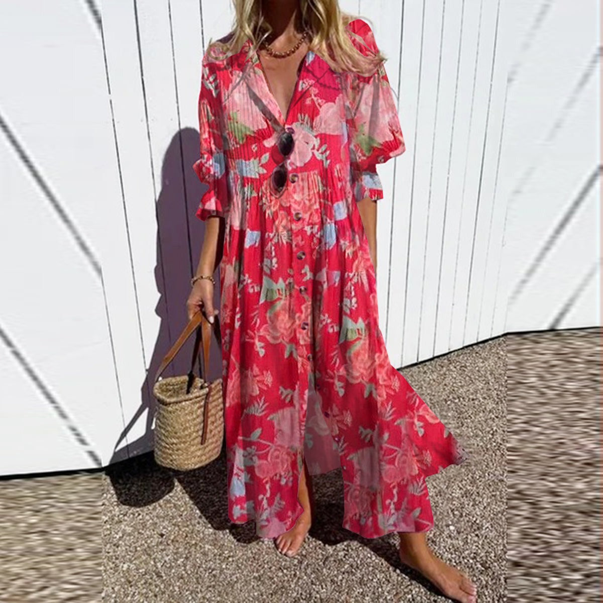 Ava Floral Print Long Dress for Women