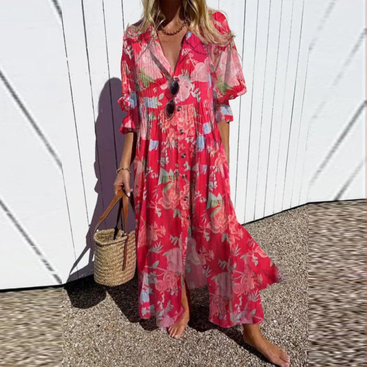 Ava Floral Print Long Dress for Women