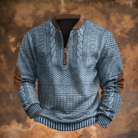 Elegant Long Sleeve Zip Up Sweater for Men