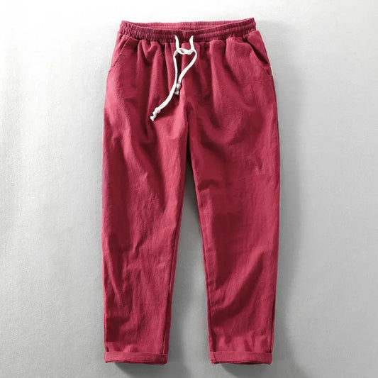 Relaxed Fit Linen Drawstring Pants