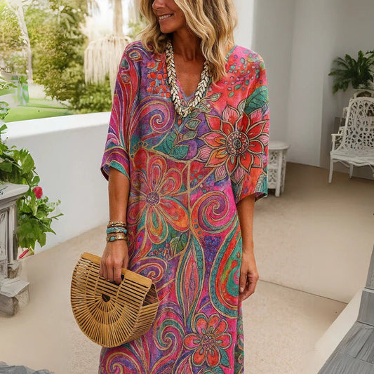 Floral Cotton Blend Midi Dress