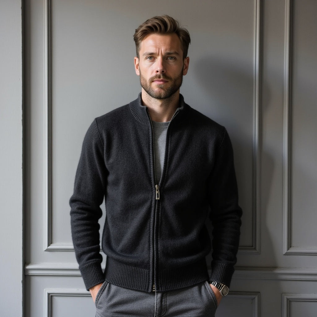 Refined Cashmere Zip Knit for Men