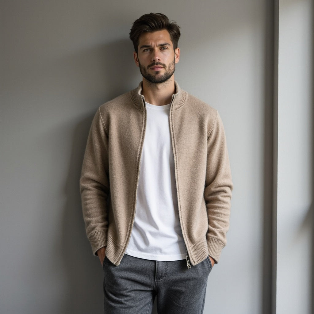 Refined Cashmere Zip Knit for Men